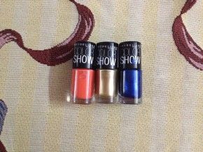 Maybelline colour show Bold Gold, Orange Fix, Ladies Night