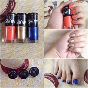 Maybelline colour show Bold Gold, Orange Fix, Ladies Night