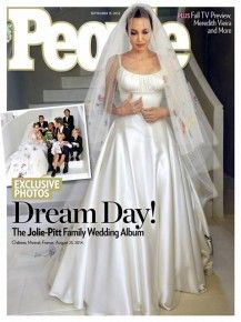 Angelina Jolie wedding dress on Hello cover