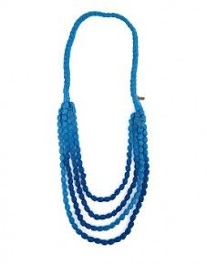 Blue Ombre Fabric Wrapped Bead Necklace