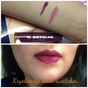 Kryolan lip stain in plum swatches