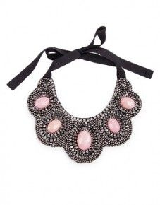 Pink Big Stone Scallop Collar Necklace