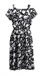 Floral leaf printed monochrome dress