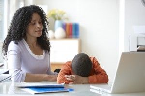 Mother and son temper tantrum