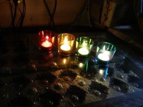 Multi hued tea lights 