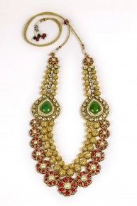 22K Gold Kantha with semi precious jade stones and rubies inan invisible setting by Manubhai Jewellers