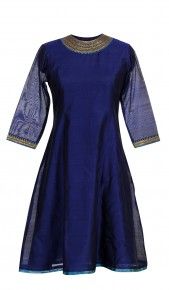 Chanderi Kurta with necklace embroidery by FABIndia