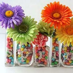 Colourful glass jars