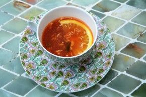 Tomato and jasmine tea soup with Wai Wai
