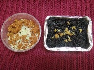 The desserts gajar ka halwa and chocolate Brownie