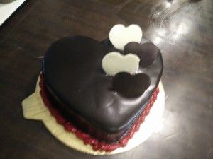 Heart shaped chocolate cake at El Posto