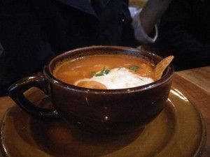Burnt tomato and tortilla soup