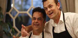 Adam Gilchrist and Vicky Ratnani with their dish