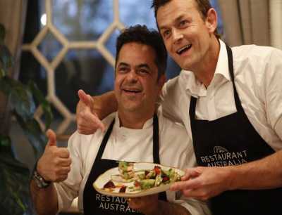 Adam Gilchrist and Vicky Ratnani with their dish