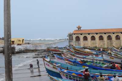 The colourful boats at the shore