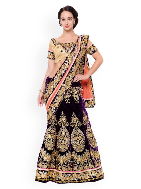 A beautiful purple and peach lengha