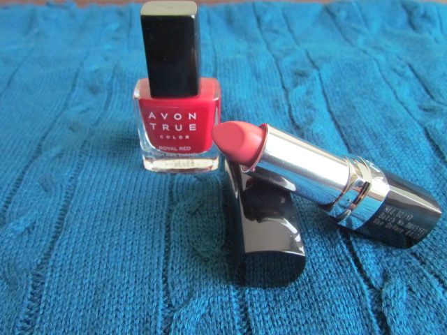  Avon True Color lipstick in Sunny Pink and nail color in Royal red