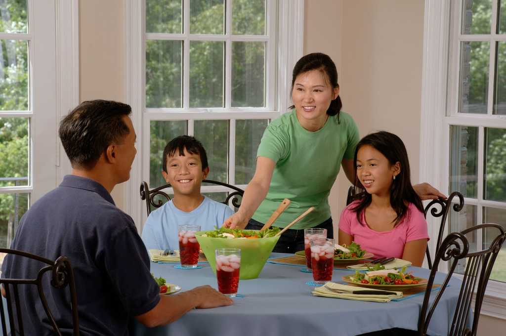 Family eating a meal