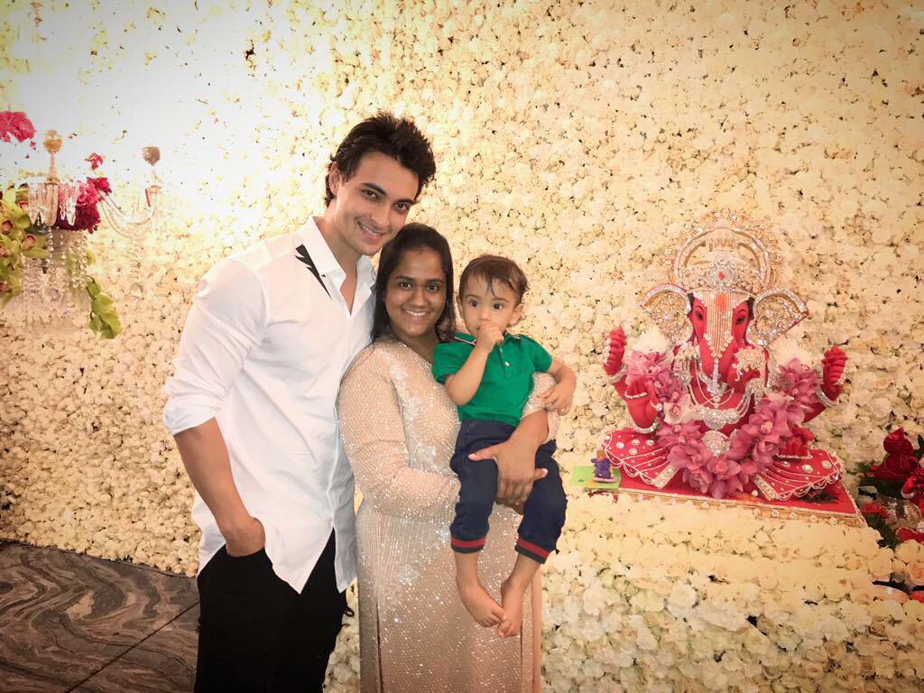 Arpita and Aditya Khan with their baby