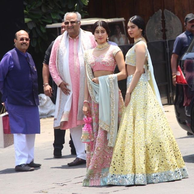 Boney Kapoor with his beautiful daughters at the wedding venue