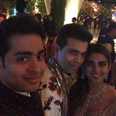 Karan Johar at Isha Ambani's engagement bash