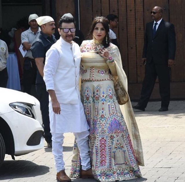 Sanjay Kapoor with wife at the wedding