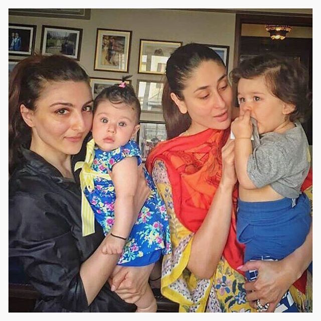 Soha and Kareena Kapoor Khan with kids