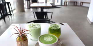 Matcha drinks on the table